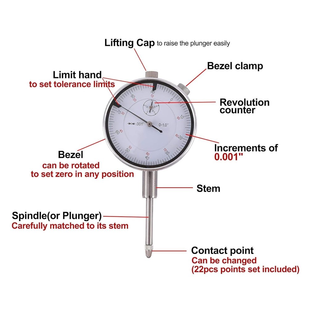 Durable Dial Indicator with Magnetic Base and Fine Adjustment for Accuracy