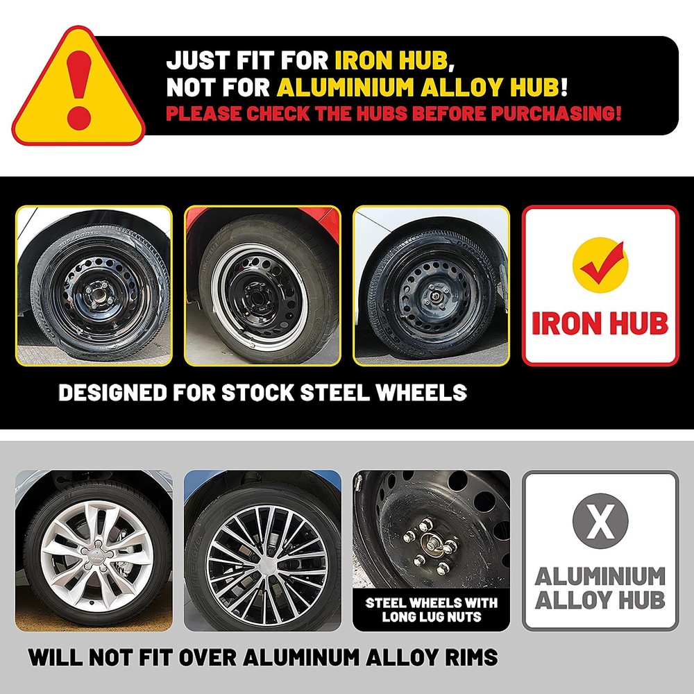 Wheel Hubcap Covers Silver Lacquer & Black Lacquer