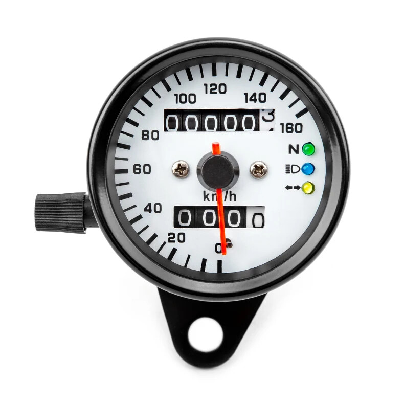 Universal Part Three Light Double Mileage 12V Motorcycle LED Display Speedometer