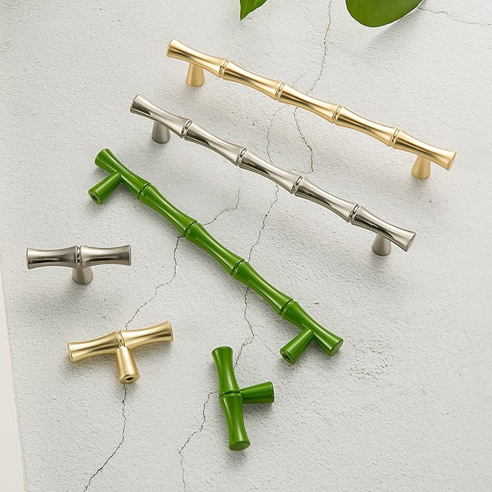 6Pcs Bamboo Shape Solid Zinc Alloy Cabinet Knobs Handle pulls, Dresser Drawer...