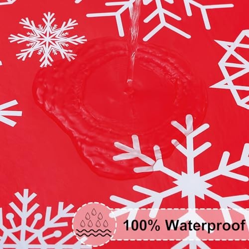 Rectangle Vinyl Tablecloth, Fitted 96" x 30" (Rectangular) Christmas Red