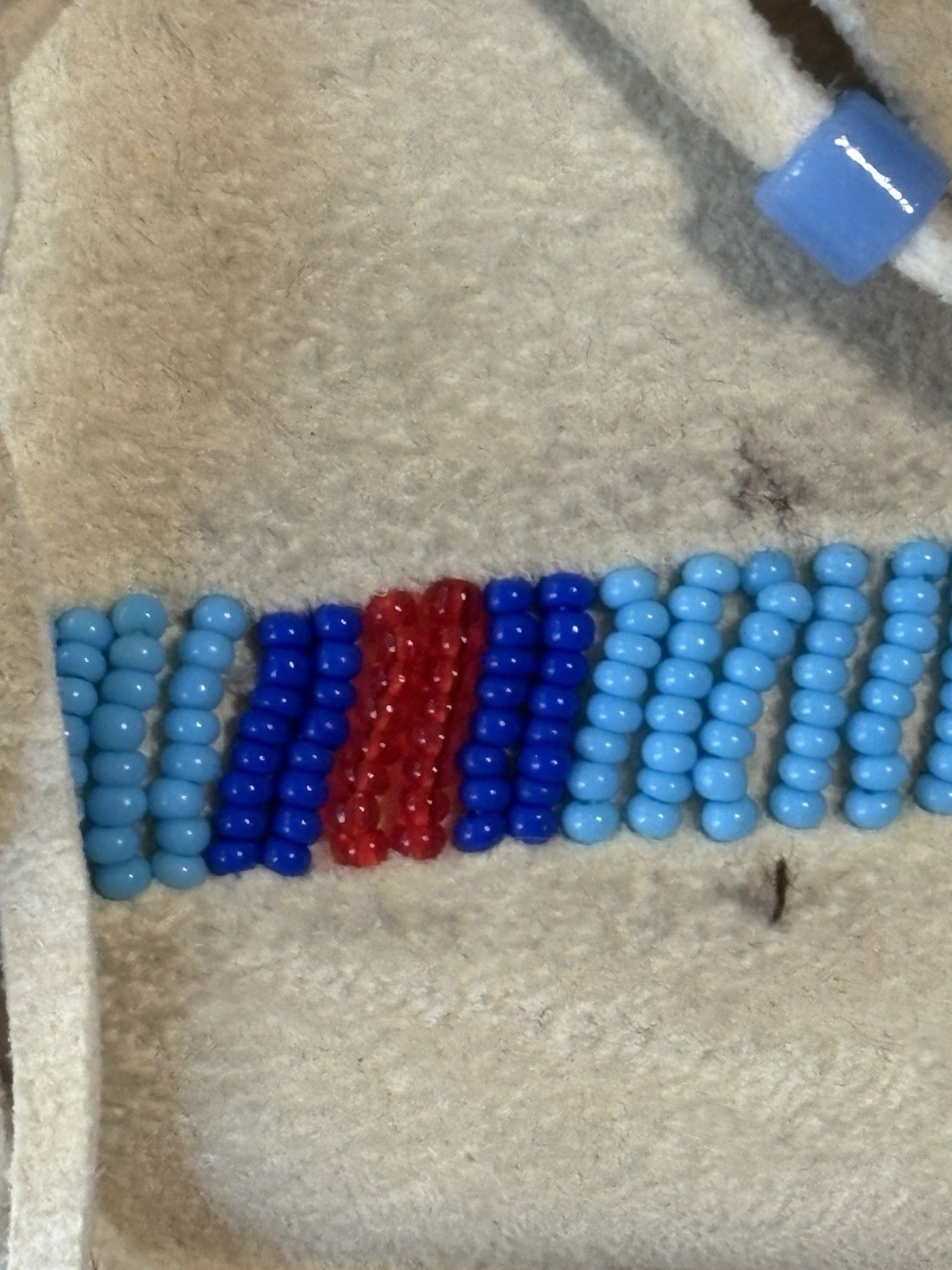 Vintage Native American Handmade Buckskin Beaded Doll 16"” Real Hair