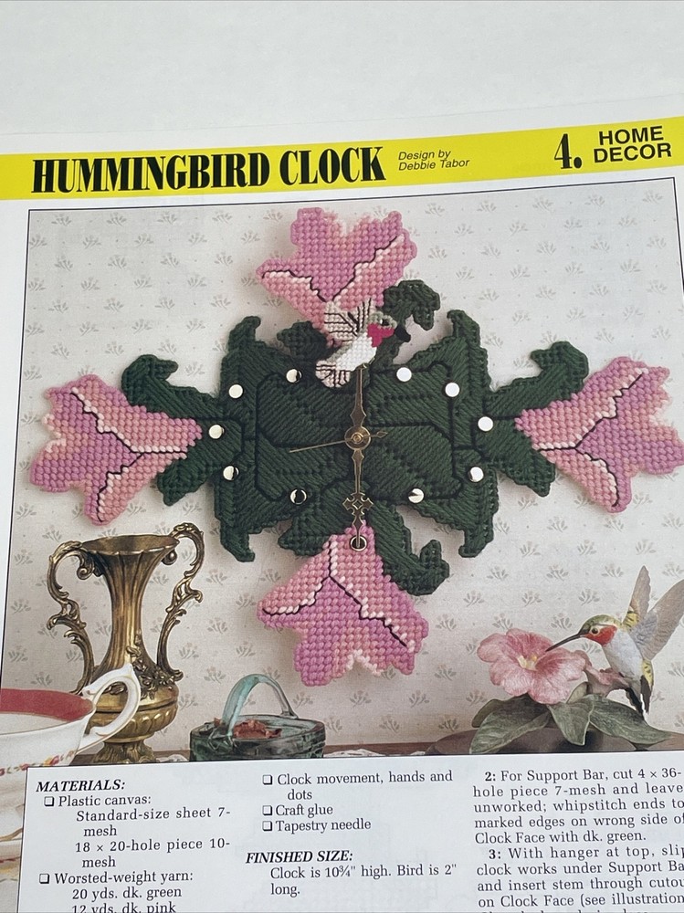 Hummingbird Clock Wall Hanging Annie's Attic Plastic Canvas Pattern