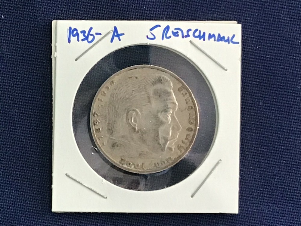 1936-A Germany Silver 5 Reischmark   E7740