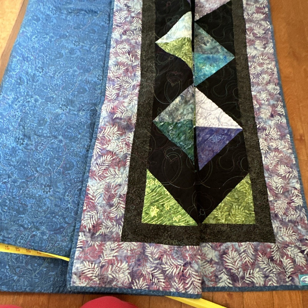 Handmade Batik PatchworkQuilt, 71 x 72 “, Quilt Purples