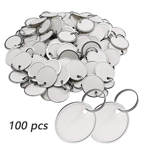 Paper Key Tags - 100 Pack Paper Key ID Label Name Tags with Split Ring, Keychain