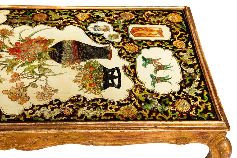 Hollywood Regency Painted Polychromed Low Coffee Table ca. 1940