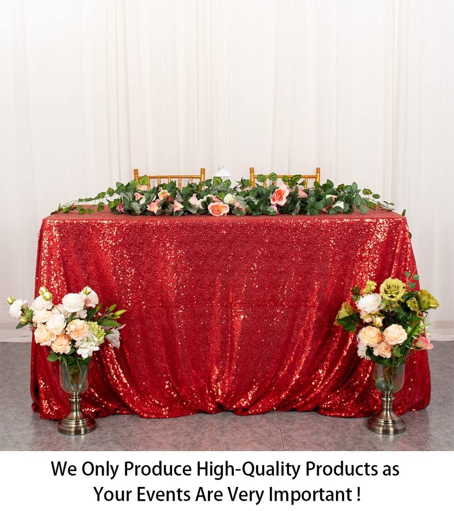 Sequin Tablecloth Square 72''x72'' Red Table Overlay Glitter Tablecloth For Part