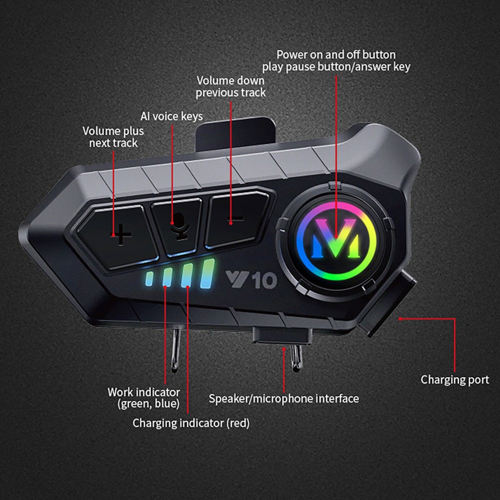 Motorcycle Helmet Headset Intercom Wireless Bluetooth Headphone HiFi Waterproof