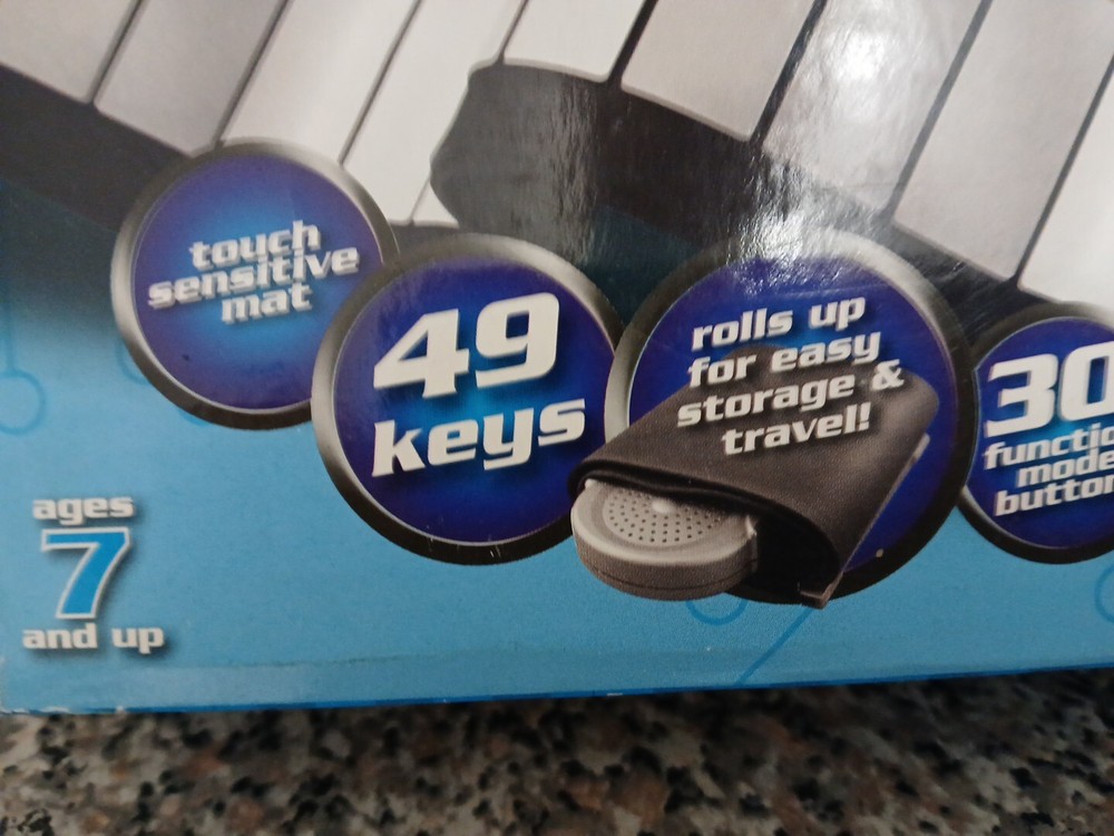 Rollin' Piano 49 KeysTouch Sensitive Mat-30 Function Buttons Boxed Age 7 & UP!