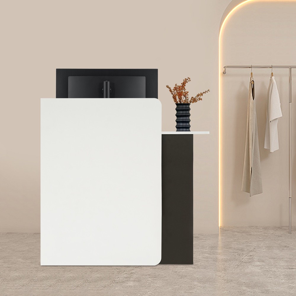 Reception Desk w/LED Light & Storage Drawer, Reception Desk Counter, Warm White