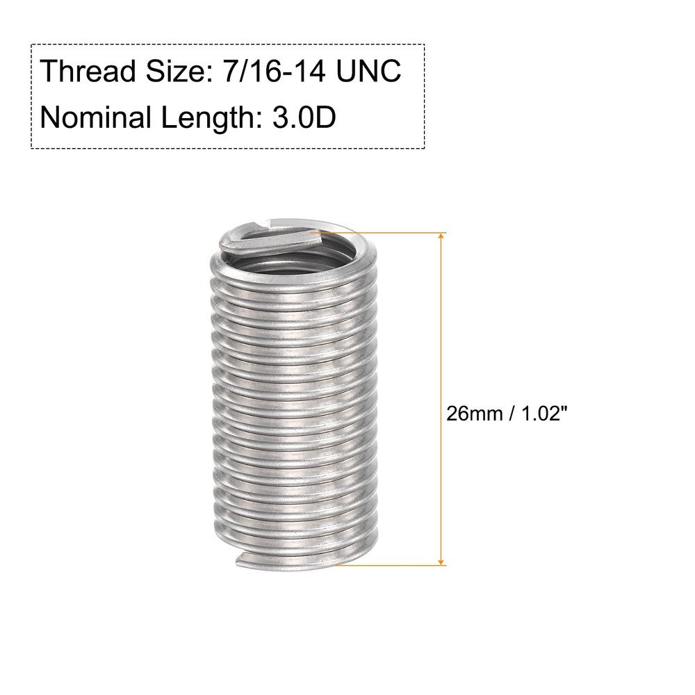 10pcs Wire Thread Inserts 7/16-14 UNC 3D Helical Threaded Sleeve Thread Repair
