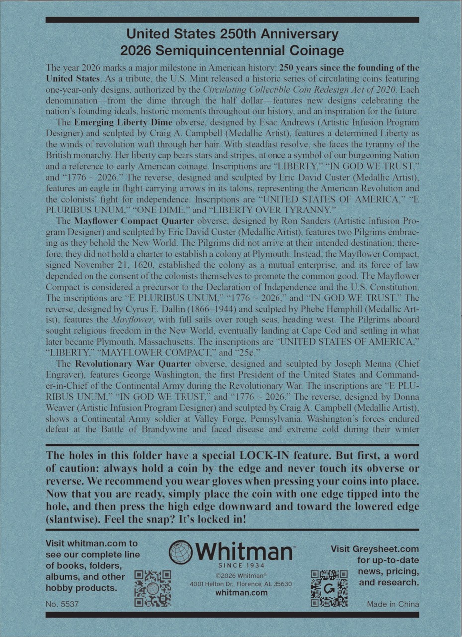 Official Whitman® Coin Folder - United States 250th Anniversary: 2026