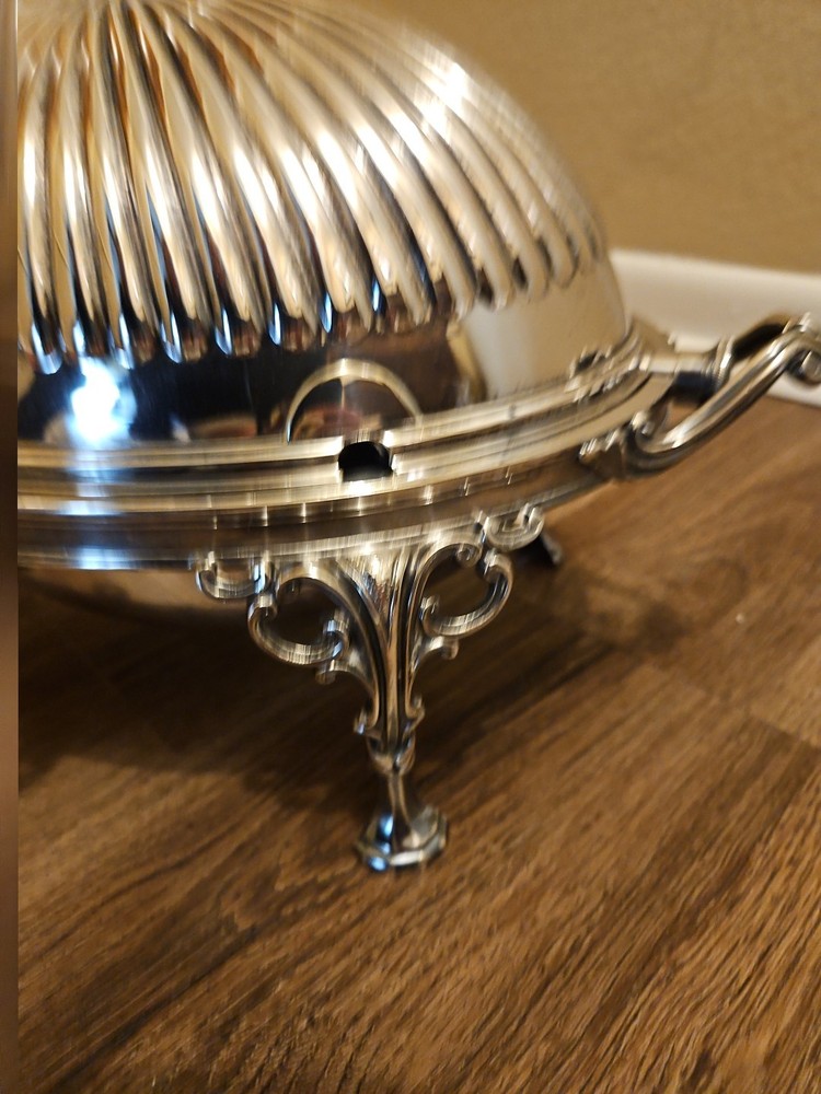 Martin, Hall & Co.-Sheffield Silverplate Roll Top Buffet Server Dome Dish 11.5”