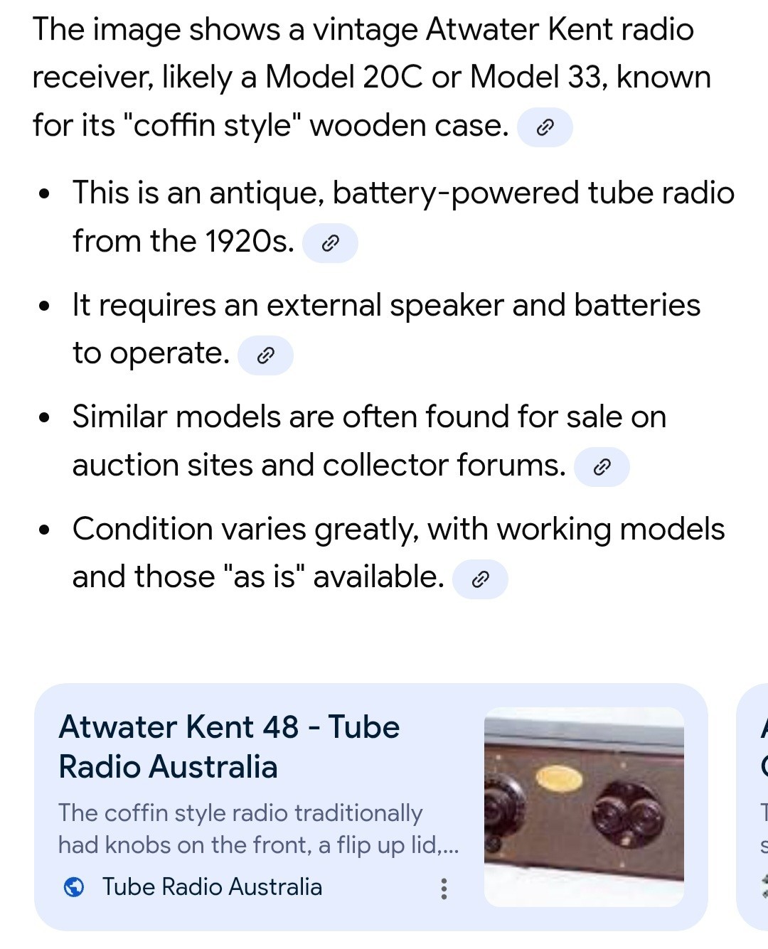 Vintage 1920's Atwater Kent Speaker and Radio