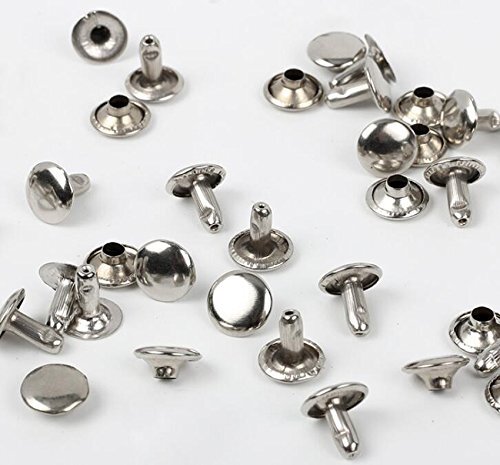 100 Sets 9MM Silver Stainless Steel Leather Rivets Double Cap Rivets Studs Fa...