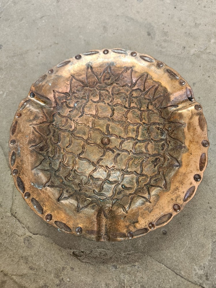 RRR RARE Vintage Hammered Copper Ashtray Solid Copper Hand Made
