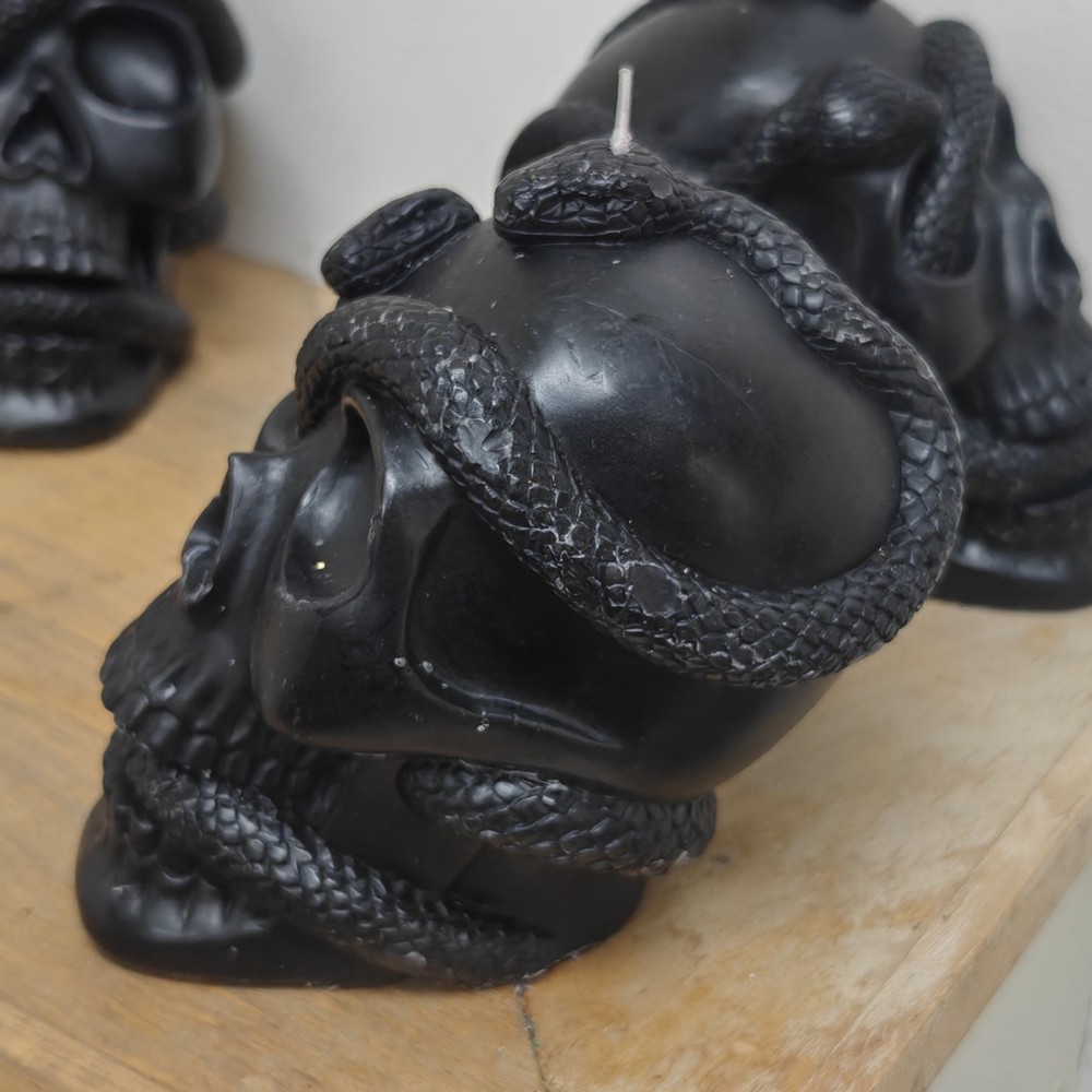 5.1'' Skull and Snake Candle Black - Threshold Target
