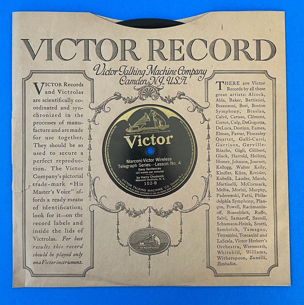 Victor Talking Machine Records Marconi Wireless Telegraphy Course Morse Code RCA