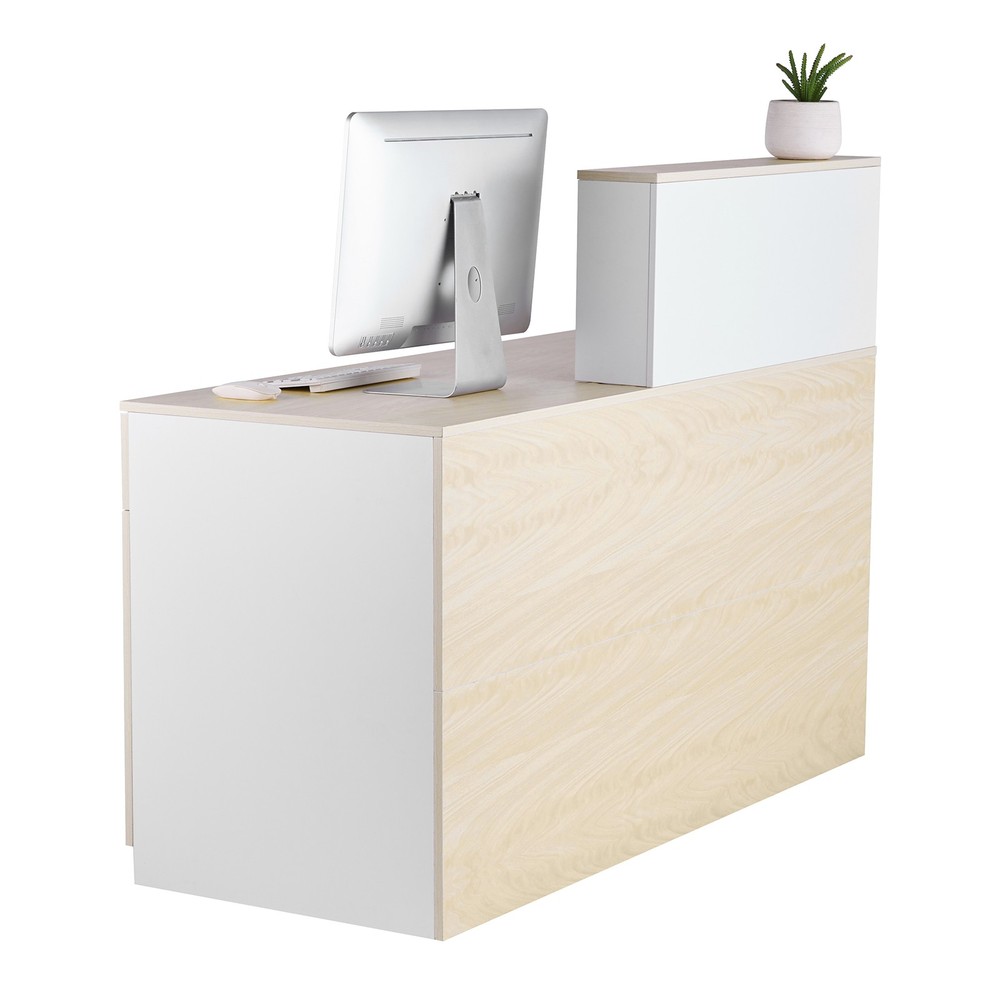 Reception Desk Rectangular Front Counter Table 55.12 in Wood Office Table