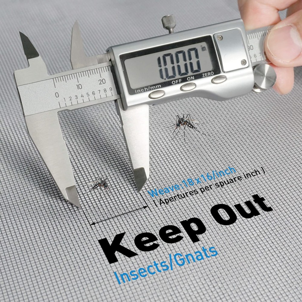 Window Screen Replacement Kit, 36"W × 90"L Durable Polyester Adjustable Screen