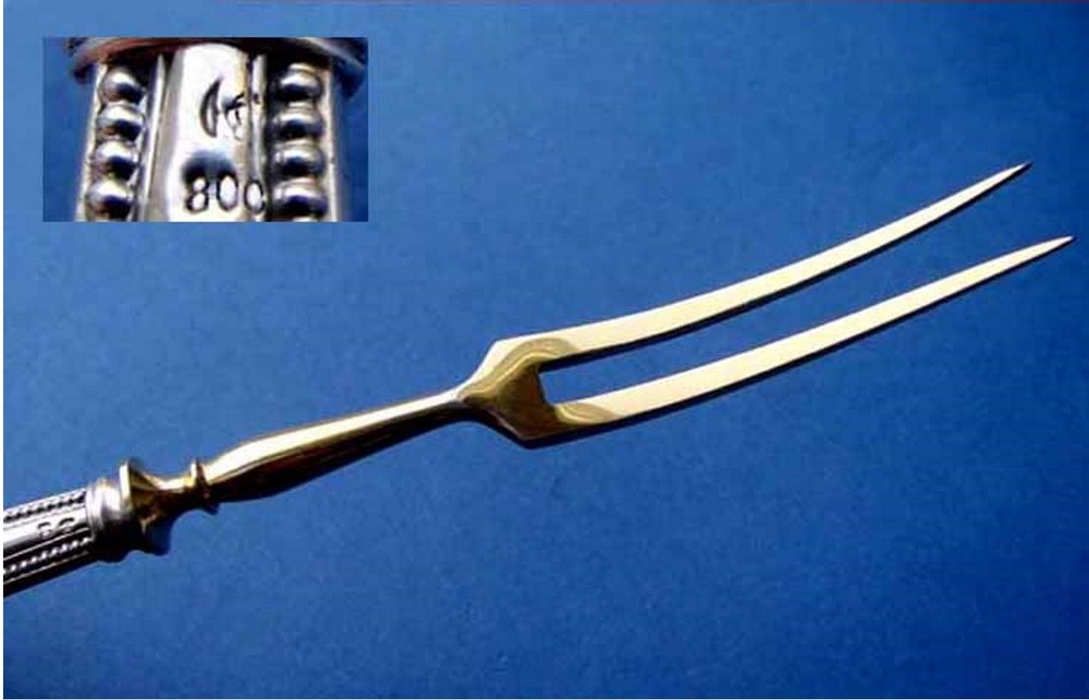 1. Fork/ Serving Fork, 800 Silver, 19th Century C202