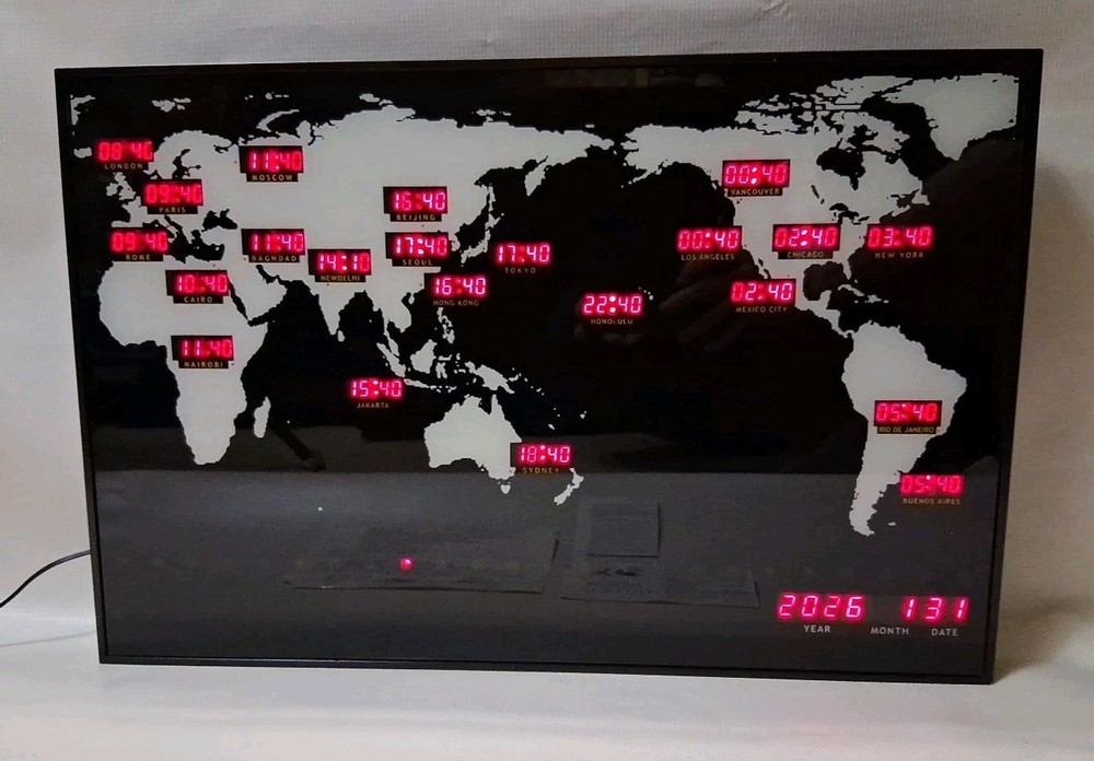 NeXtime Digital World Clock Model PWAR2897 - Black