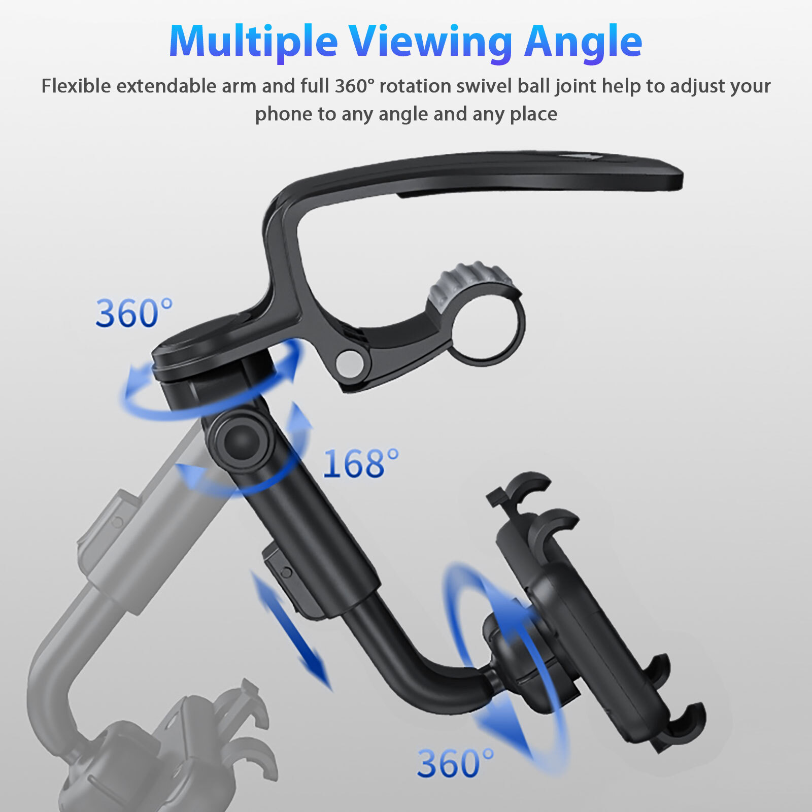 Car Dashboard Stand Universal 360° Cell Phone Clip Holder Steering Wheel Mount