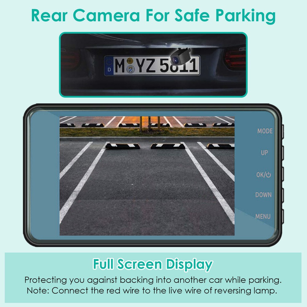720P Dual Dash Cam Vehicle Recorder W/ Looping Function&Motion Detection Feature