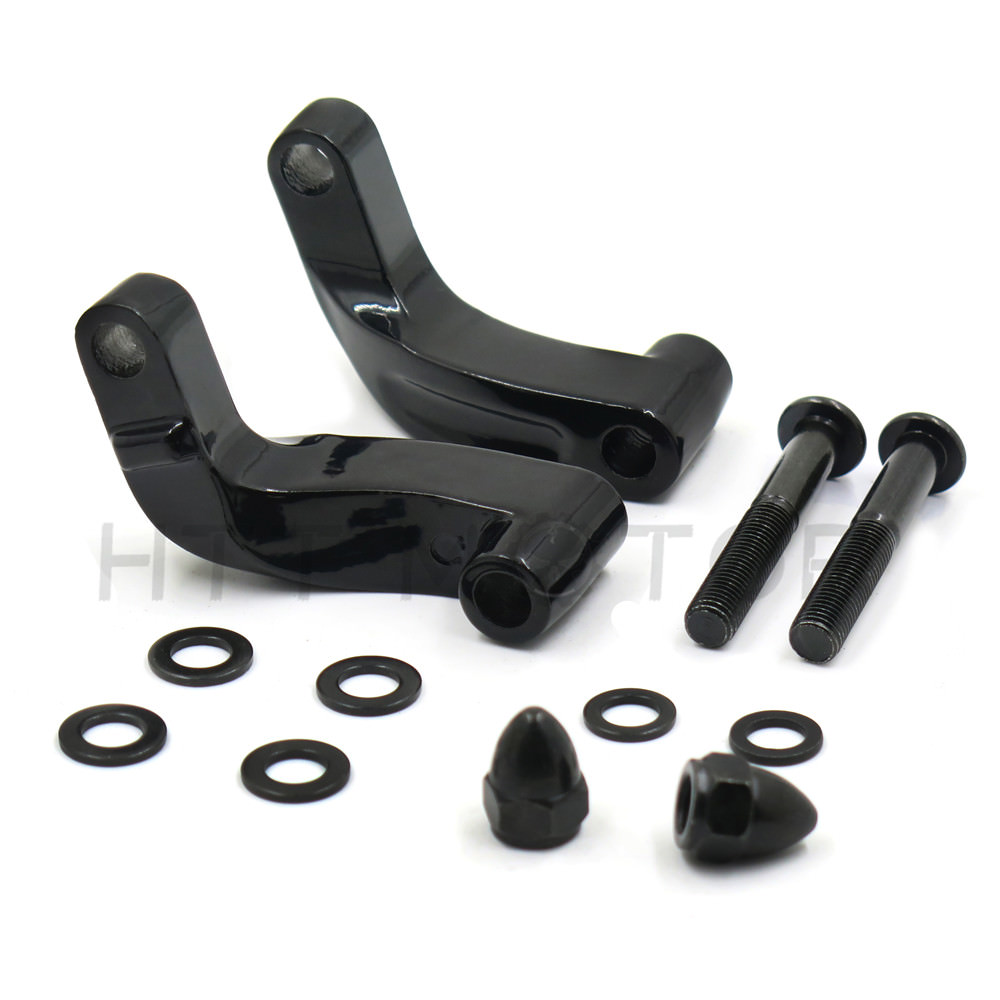 Black Mirror Relocation Extension Adapter Kit For Harley Davidson Motorcycles