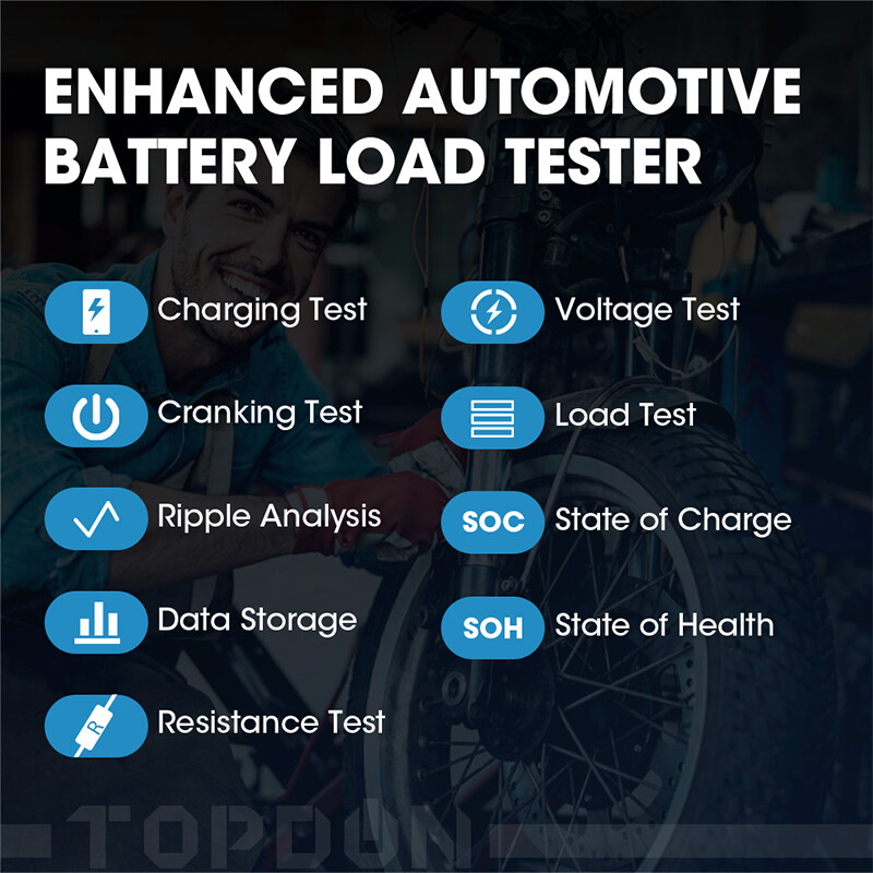 TOPDON BT200 12V 24V Car Battery Load Tester Charging System Analyzer 2000CCA