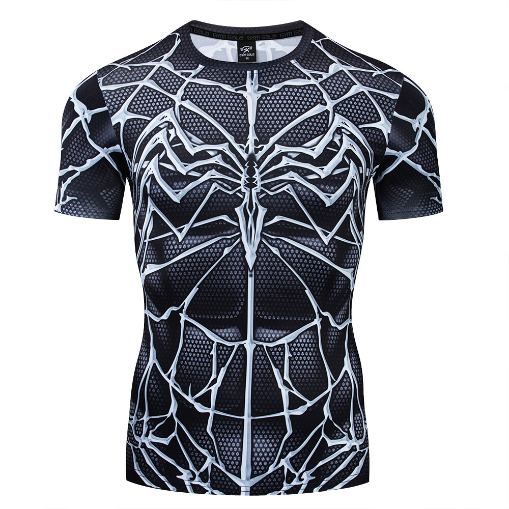 Men's T-shirts Spider Superhero Compression Tights Tops Short Sleeve Tee Gym NEW