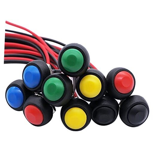 /10Pcs 12mm Momentary Push Button Switch 1/2" Mounting Hole On Off Mini Round