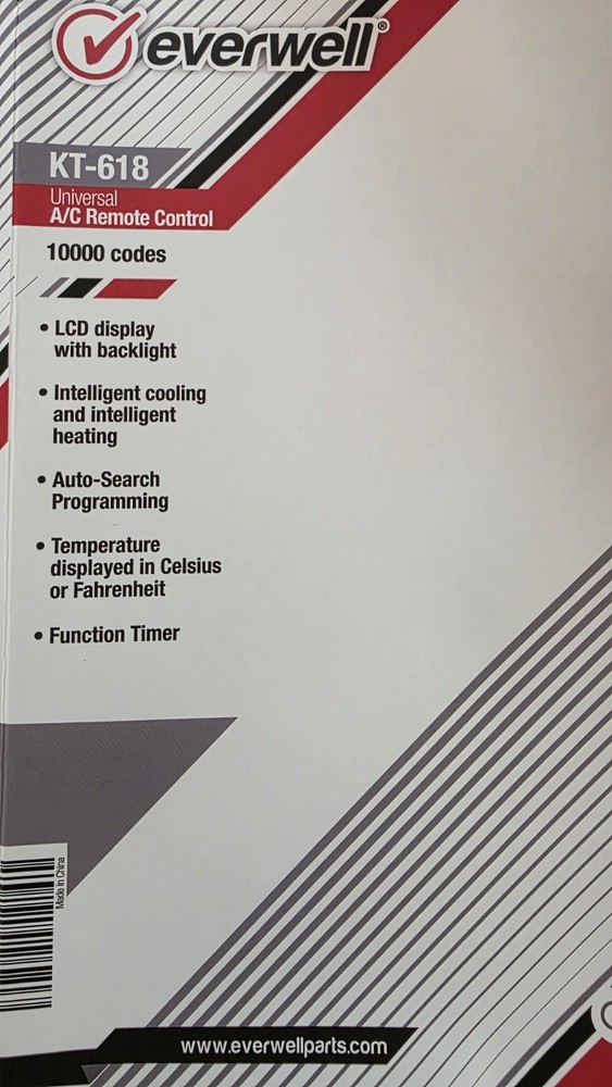 Mini Split Universal Remote Controls KT 618 + 10 000 Codes , Auto Setup.