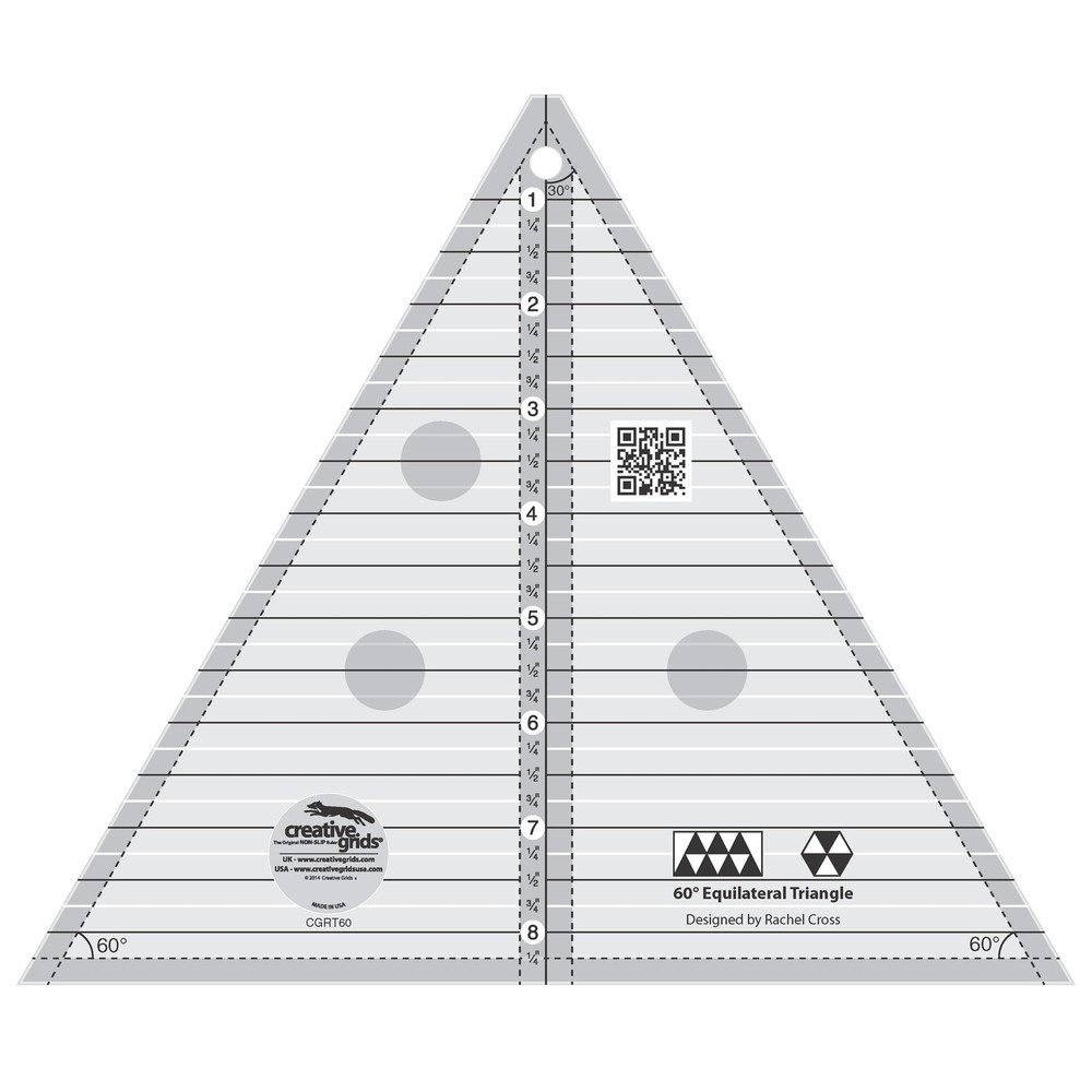 Creative Grids 60 Degree 8-Inch Triangle Quilt Ruler (CGRT60)