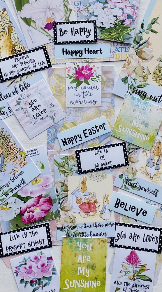 Peter Rabbit Themed Easter Junk Journal Scrapbook Quote & Paper Kit 30 Items #V4