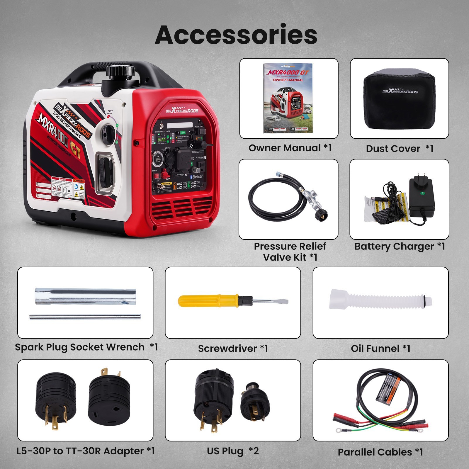 4KW Dual Fuel Portable LPG/Gas Generator Inverter Bluetooth E-Start EV-charging