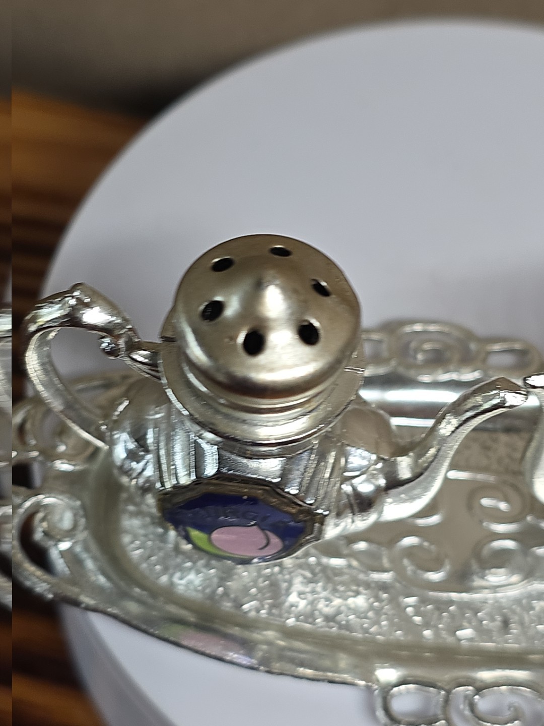 Vintage 1960s-70s Salt & Pepper Shakers Tea Set w/ Serving Tray Georgia