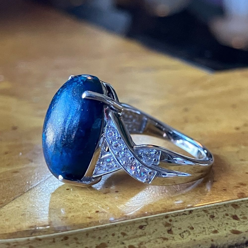 Natural Shadowkite Sterling Silver Ring Size 6