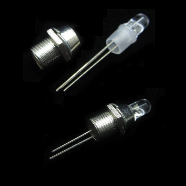 10 x 5mm Round LED Light Holder Copper Metal Bezel Panel Display Silver Base