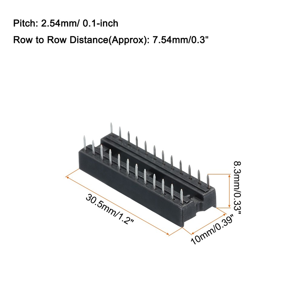 40pcs DIP IC Chip Socket Adapter Flat Pin 24P 2.54mm Pitch IC Socket 7.54mm