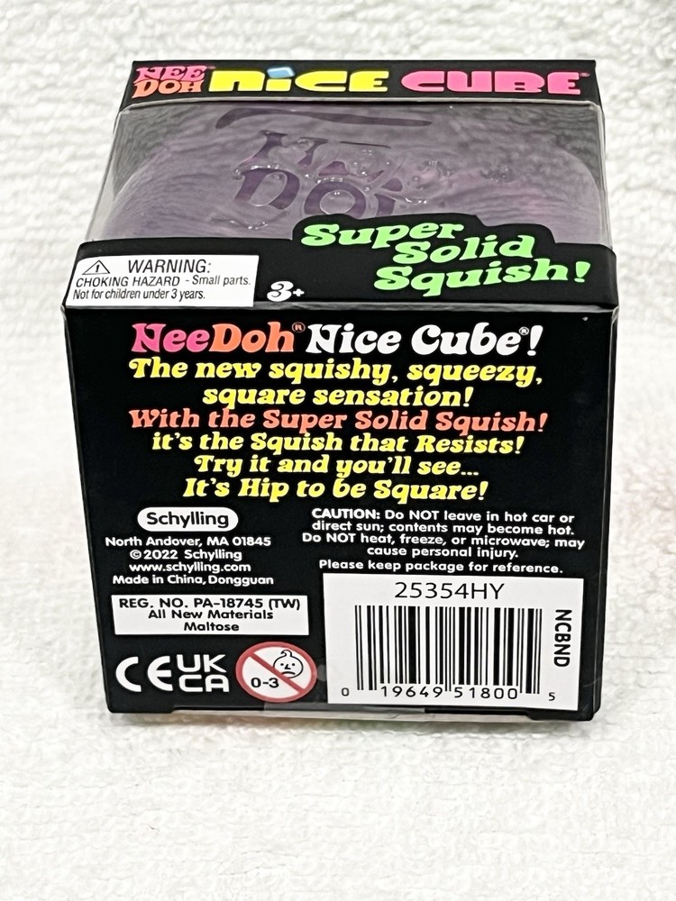 Nee Doh Nice Cube Super Solid Squish ! PINK Squeeze Toy for Ages 3+Years