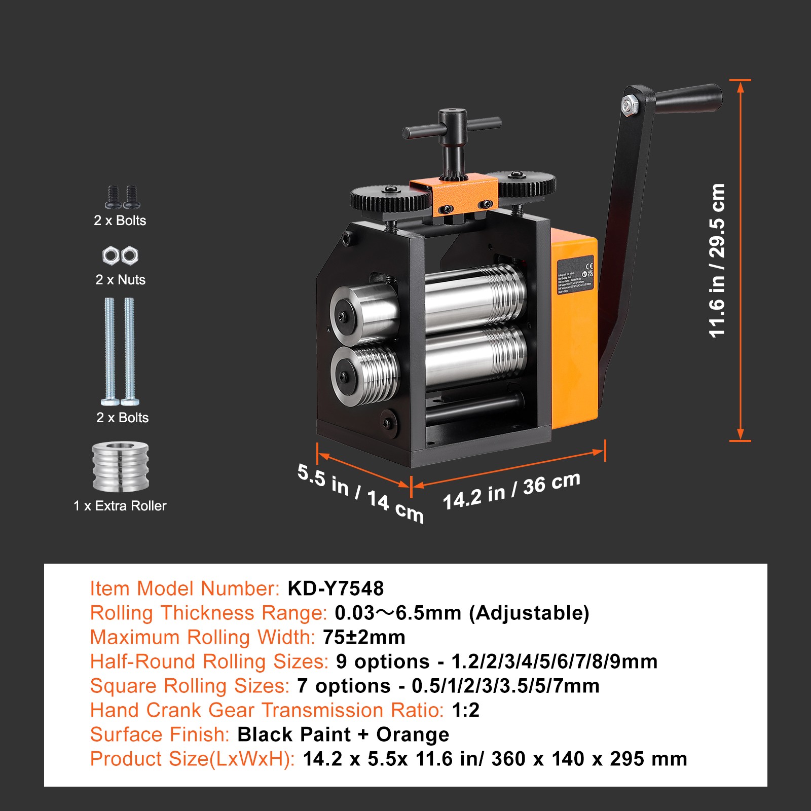 Uimoso Rolling Mill 2.95"/75 mm Jewelry Rolling Mill Machine 1: 2 Gear Ratio