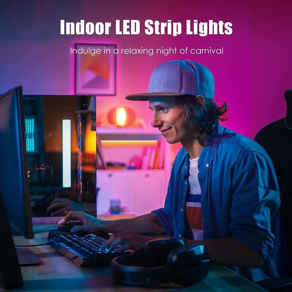 32ft LED Strip Lights Remote Control Bedroom for Indoor Use