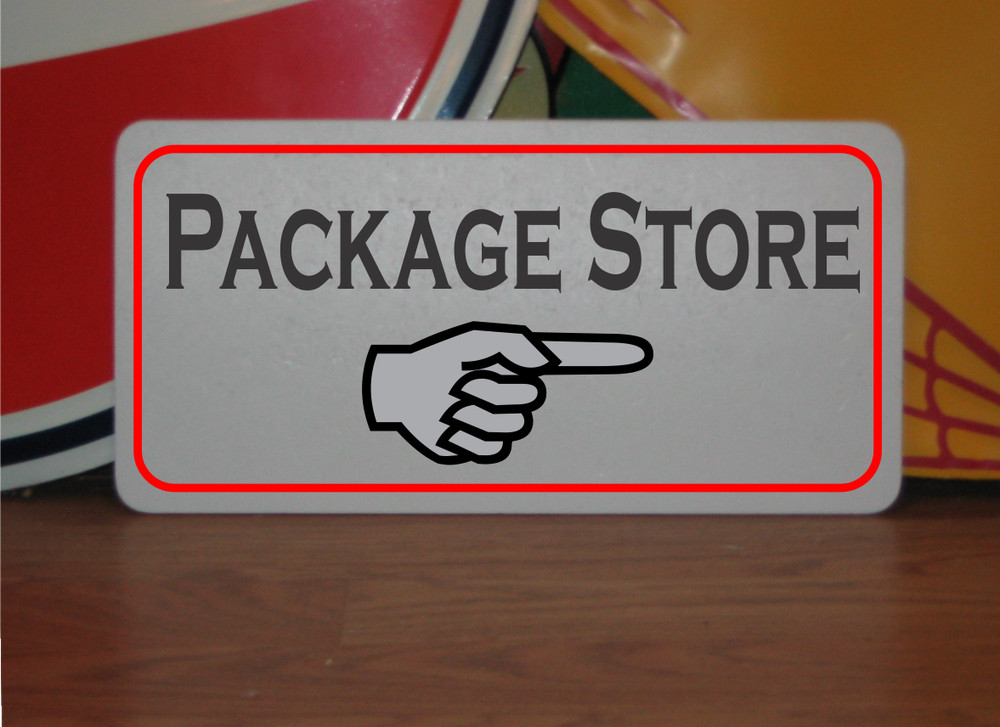 Package Store arrow Metal Sign