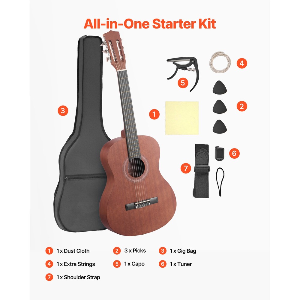 Uimoso 36-Inch Classical Guitar Starter Kit with Nylon Strings for Beginners