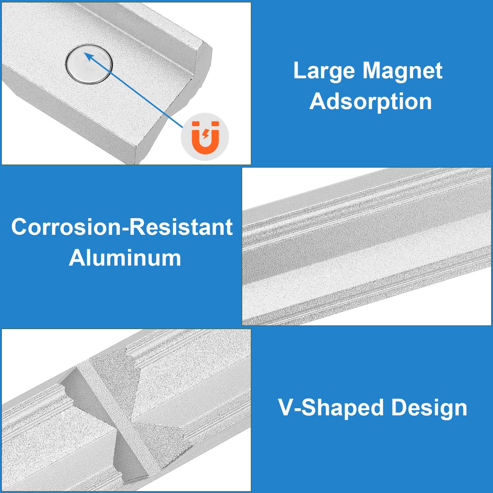 Aluminum Vise Jaws 6" Magnetic V-type Soft Rubber Pads Covers Silver