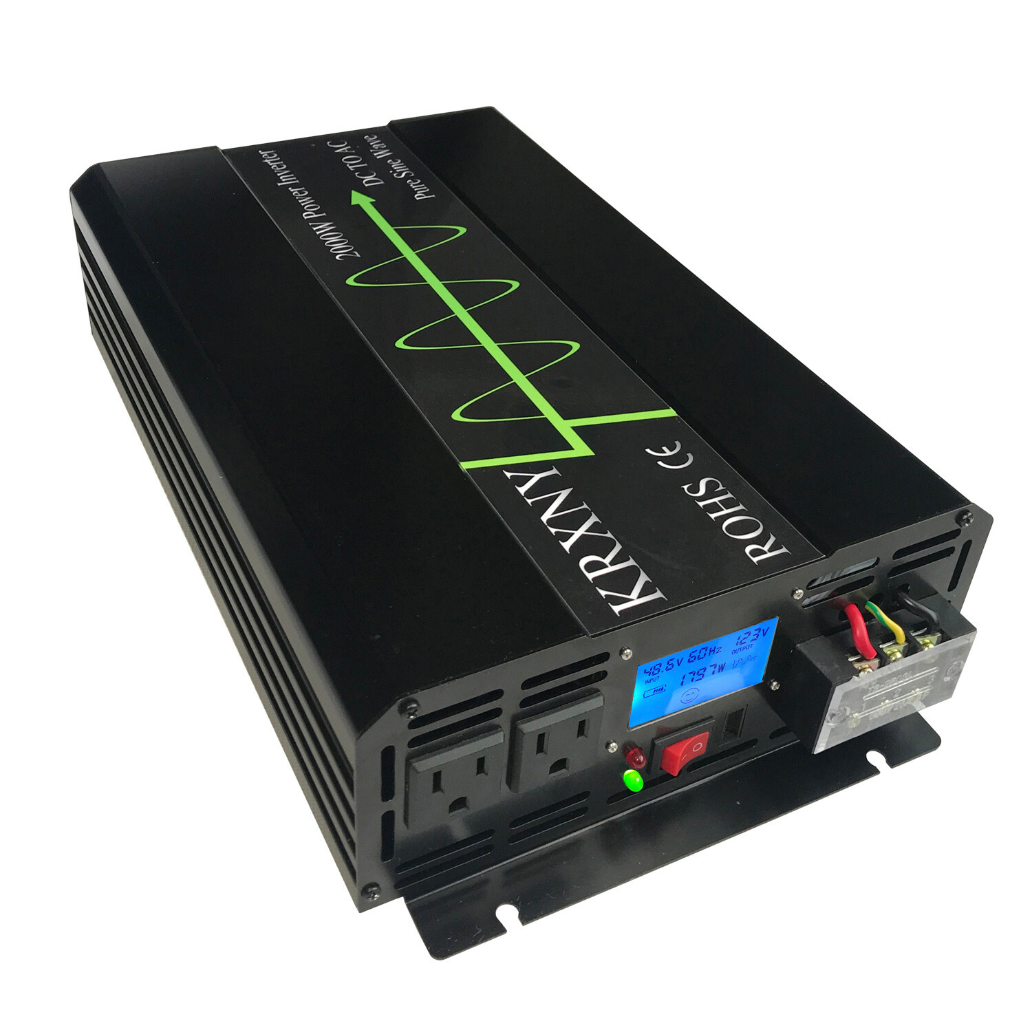 Pure Sine Wave Power Inverter 2000W 48V DC to 120V AC 60Hz LCD Display US