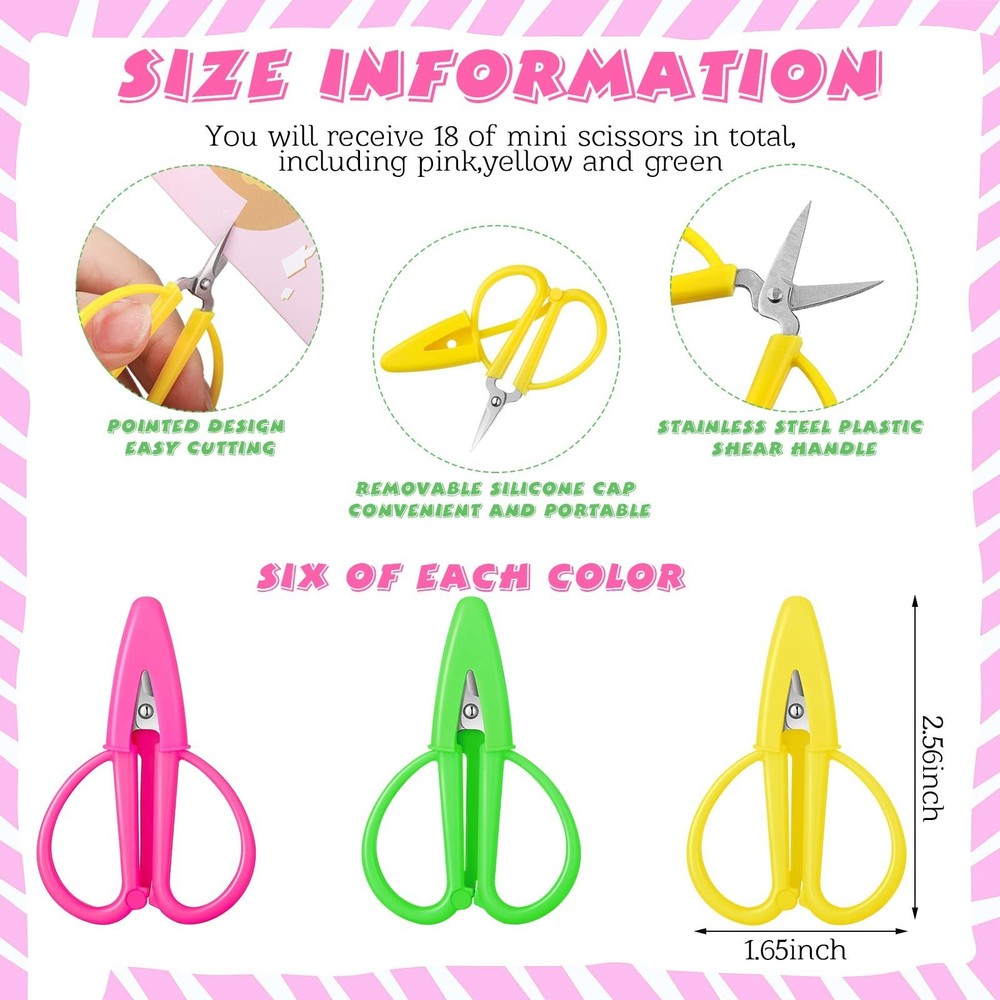 18 Pcs Mini Scissors Multicolor Tiny Scissors with Cover Portable Detail Sewing