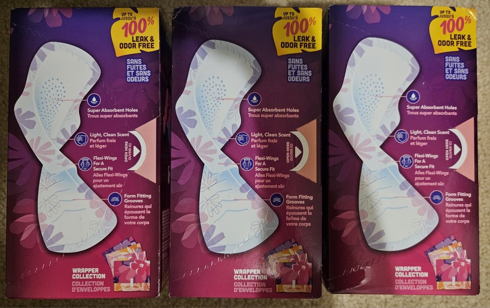 Always Radiant With Flexfoam, Size 1 Regular, 30 Count, 3 Box Bundle